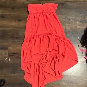 Vibrant Strapless Dress in Coral